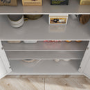 Credenza Mobile Alto Cucina 4 Ante e 6 Ripiani 76x40,5x184 cm in Legno Bianco 