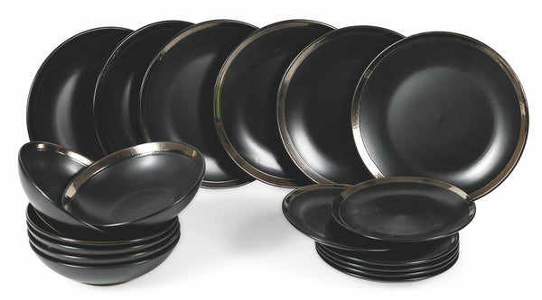 online Service de Vaisselle 18 Pièces en Grès VdE Tivoli 1996 Naima Noir / Bronze