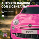 Macchina Cavalcabile per Bambini 12-36 Mesi Licenza Fiat 61x28x38,3 cm con Musica Clacson e Vano Sottosedile in PP Rosa      