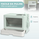 Lettiera per Gatti Chiusa Doppia Entrata con Paletta e Spazzola Integrata Verde      