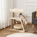 Albero Tiragraffi 60x30x76 cm con Cucce e Pannello in Sisal Marrone Chiaro   
