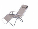 Sedia Sdraio Zero Gravity Reclinabile Pieghevole 88x65x110 h cm in Acciaio e Textilene Grigio Chiaro