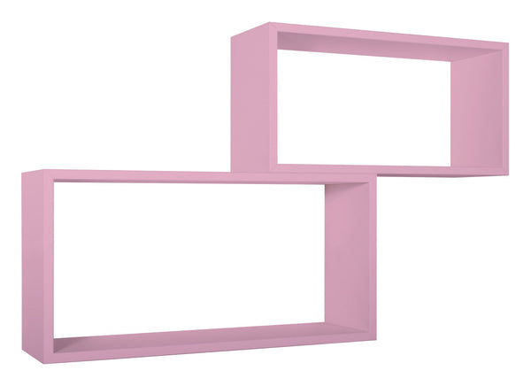 acquista Set 2 Mensole Cubo da Parete Rettangolare in Fibra di Legno Bislungo Rosa Blush