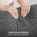 Divano 2 Posti Reclinabile a 145° Max 124x91x100 cm Rivestimento in Ciniglia Grigio  