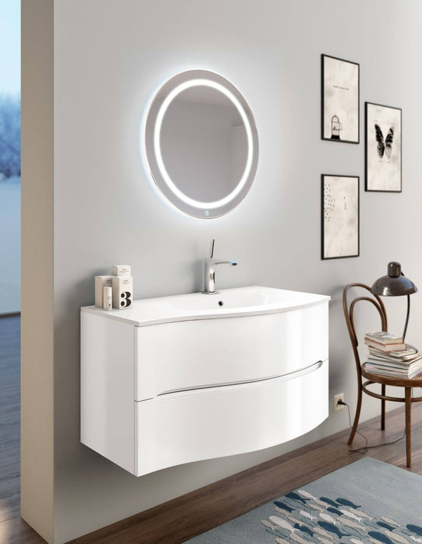 Meuble de Salle de Bain Suspendu 91,5cm TFT Swing Blanc Chrome 3D online