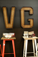 Tavolino da Bar in Metallo Top Legno Bristol Rosso