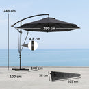 Ombrellone da Giardino Rotondo Ø290x243A cm Inclinabile Protezione UPF 50+ Grigio Scuro  