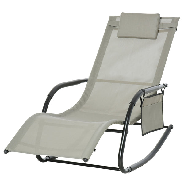 Transat de jardin à bascule 62x88x165 cm en métal et tissu gris acquista