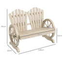 Panchina da Giardino 108x66x95 cm Stile Country con Braccioli a Ruota in Legno Naturale      