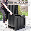 Baule da Giardino 56x45x53 cm Capienza 121L con Maniglie in Plastica Impermeabile Nero      
