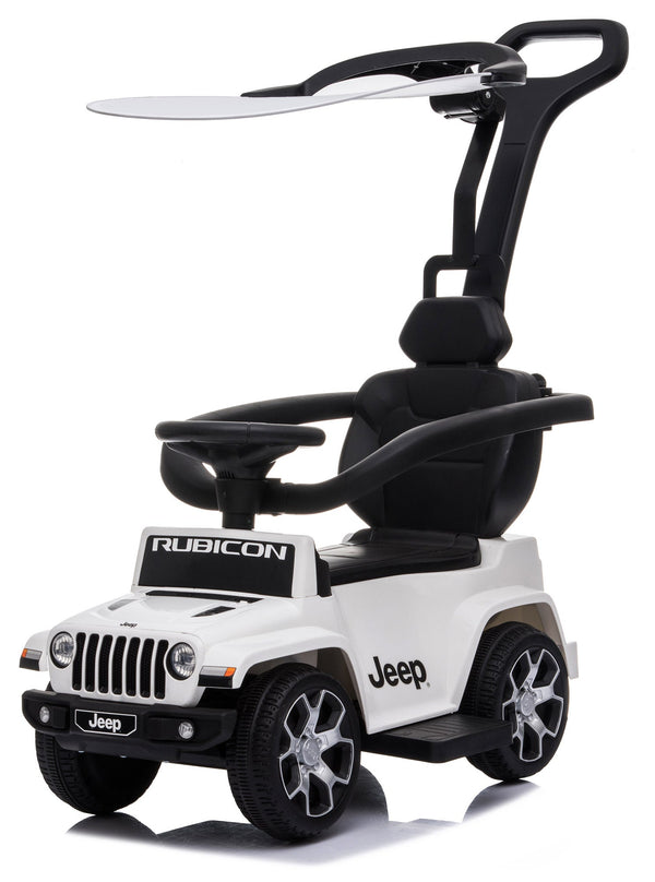 acquista Voiture à pousser pour enfants avec pare-soleil sous licence Jeep Rubicon blanche