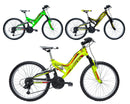 Bicicletta MTB Ragazzo 24” 6 Velocità Vyper Biammortizzata Giallo o Nero o Verde