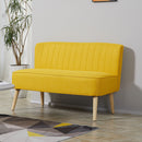 Divano 2 Posti Design Minimal Senza Braccioli in Tessuto con Gambe in Legno 117x56,5x77 cm Giallo