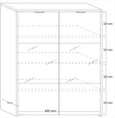 Mobile Alto da Salotto 2 Ante Rifinitura Centrale in Vetro 140x78x42cm TFT  Sorren Bianco Lucido