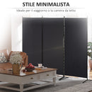 Paravento Separé da Interno 253x50x182 cm a 3 Pannelli Pieghevole in Metallo e Poliestere Nero      