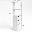 Mobiletto Salvaspazio Bagno Multiuso 33x15x136 cm in Legno Bianco      