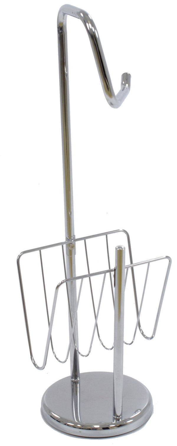 sconto Support porte-rouleau avec porte-revues en métal chromé