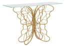 Console Butterfly 110x40x76 cm in Ferro e Vetro Oro