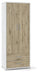 Armoire 2 Portes 2 Tiroirs 71x182x41 cm Oxyde Blanc/Chêne Naturel