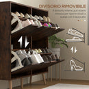Mobile Scarpiera per 16 Paia di Scarpe 95x26x95 cm con 4 Cassetti Ribaltabili in Legno Marrone 