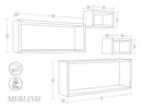 Set 3 Mensole Cubo da Parete Quadrato e Rettangolare in Fibra di Legno Merlino Grigio Sasso