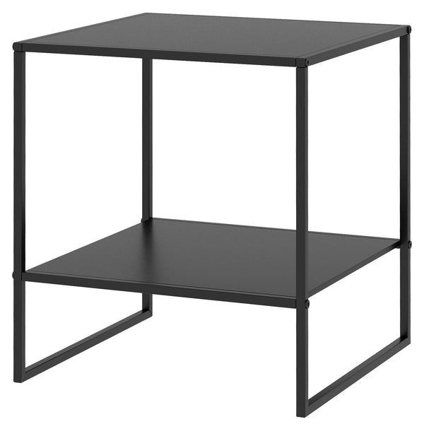 Tavolino da Caffè 2 Ripiani 40x40x45 cm in Acciaio Nero sconto