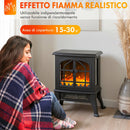 Camino Elettrico da Terra 900-1800W Vista su Tre Lati Fiamma 3D e Termostato Regolabile Nero      