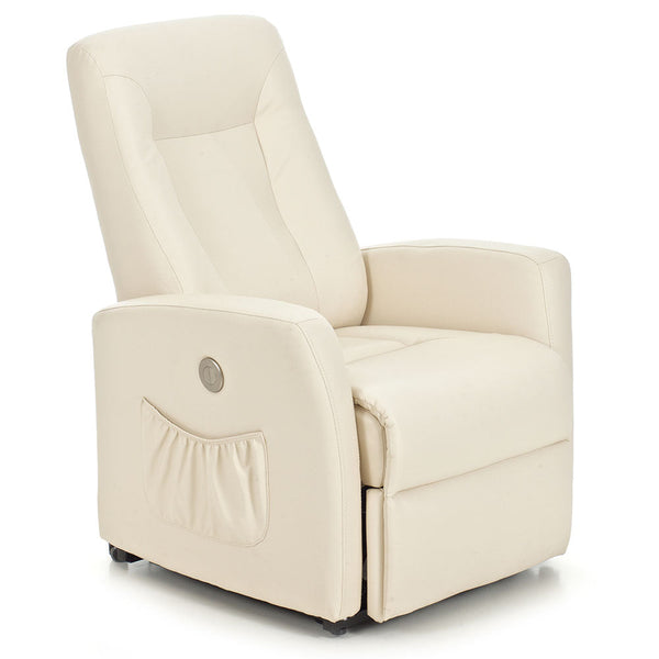 sconto Fauteuil inclinable relax motorisé en cuir crème Ludovica