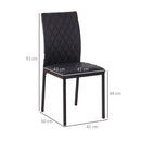 Set 4 Sedie da Pranzo in Finta Pelle Effetto Diamantato Nero   