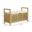 Panca Scarpiera a Doghe da Ingresso con Design a Ribalta 100x40x60 cm in Legno di Bambù