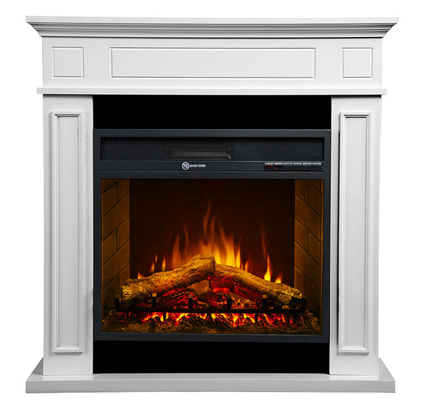 Cheminée Electrique au Sol Effet Flamme 89,5x90,5x28 cm 900W/1800W en Bois Blanc sconto