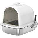 Lettiera Gatto Chiusa L 52,4x41,3x39,9 cm con Maniglia Paletta Pacchetto Deodorante e Antiperdita in Acciaio Inox e ABS Bianco      