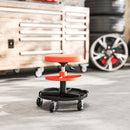 Sgabello da Officina con Ruote 6 cm 38x38x40-51 cm Capacità 135 kg con Vassoi Porta Utensili in Acciaio Arancione      