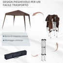 Gazebo Pieghevole da Giardino  con Struttura  Antivento 2,4x2,4m in Acciaio e Corde Caffè