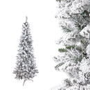 Albero di Natale Artificiale H150 cm Abete Douglas Slim con Neve 321 Tips Verde