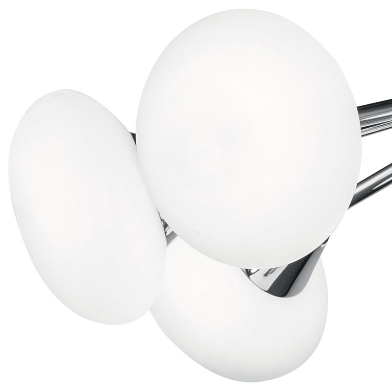Plafoniera Metallo Cromato paralumi Sferici Vetro Opale Lampada Led 2,5 watt Luce Calda