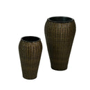Set 2 Portavasi in Polyrattan ø32/38H62cm Alto Svasato Noce