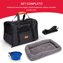 Borsa per Trasporto per Animali 44x31x34 cm Trasportino Pieghevole con Ciotola Pieghevole Nero      