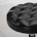 Sgabello per Estetista Altezza Regolabile Ø48x47-59A cm in Acciaio e Similpelle Nero