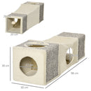 Tunnel per Gatti Pieghevole 98x30x30 cm con Tiragraffi in Peluche e Sisal Crema  