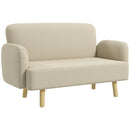 Divano 2 Posti 140x74x79 cm in Effetto Velluto Bianco Crema  