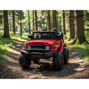 Macchina Elettrica per Bambini Fuoristrada Toyota Fj Cruiser 12V Telecomando Ruote in Gomma e Sedile in Pelle Rosso