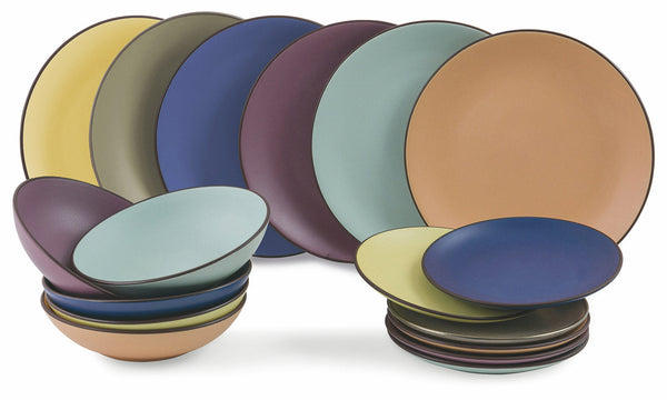 Service de table 18 pièces en grès VdE Tivoli 1996 Kora Multicolore sconto