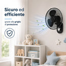 Ventilatore da Parete Ø40 cm con Telecomando Installazione a Muro Silenzioso Nero      