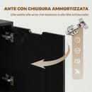 Mobile Archivio Porta Stampante 48x40x100 cm con 5 Cassetti e Ruote in Truciolato e Acciaio Nero      