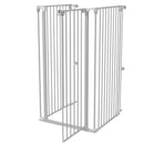 Cancelletto per Cani a 3 Pannelli Pieghevoli 206x120 cm Doppio Blocco in Acciaio e Plastica Bianco  