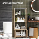 Mobile Bagno con Armadietto e Ripiani 63x30x138 cm in Bambù   