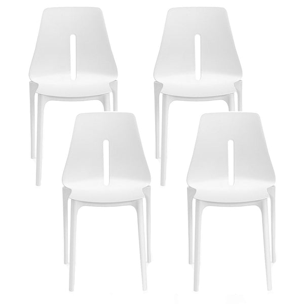 sconto Lot de 4 Chaises Empilables 85x50x51 cm en Polypropylène et Fibre de Verre Blanc de Lisbonne