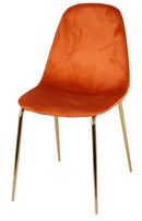 Set 4 Sedie Imbottite 44x55x86 cm in Velluto Arancione e Oro