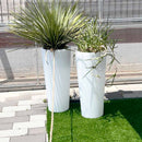 Vaso Rotondo Luminoso da Giardino Solare Autoricaricabile Ø45x102 cm in Polietilene Sined Solar 102 Bianco